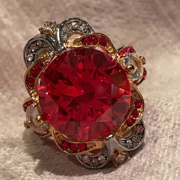 Chunky Orange Diamond Statement Ring Size 6.5 NWTS - Picture 13 of 14